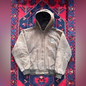 Vintage Dunbrooke NFL New York Jets Carhartt Style Faded Distressed Hood Jacket